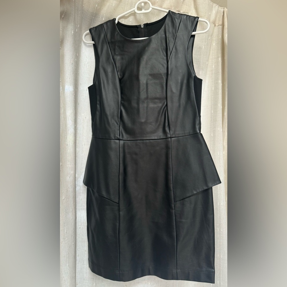 BCBG black faux leather dress